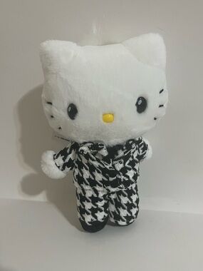 Monochrome Houndstooth Dear Daniel Kitty Mascot Keychain Plush